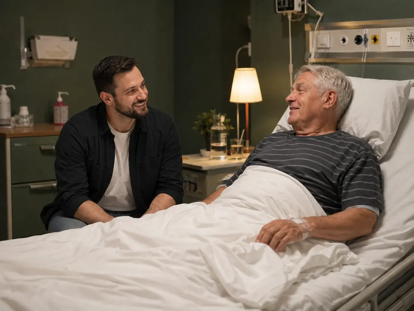 A family member visiting a recovering patient